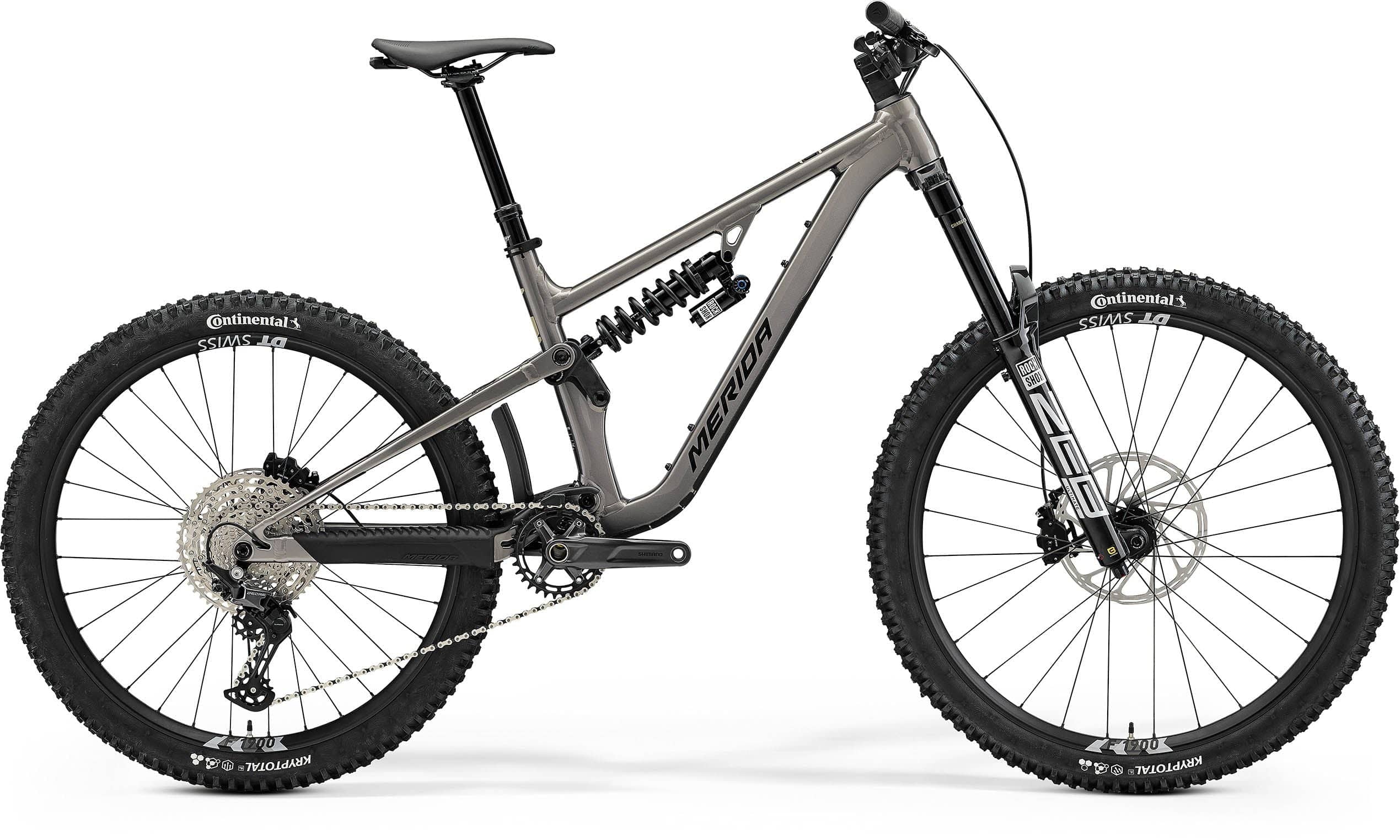 Merida One-Sixty FR 800 MY26 full suspension mountain bike with Shimano Deore M6100 components, black frame and knobby tires.