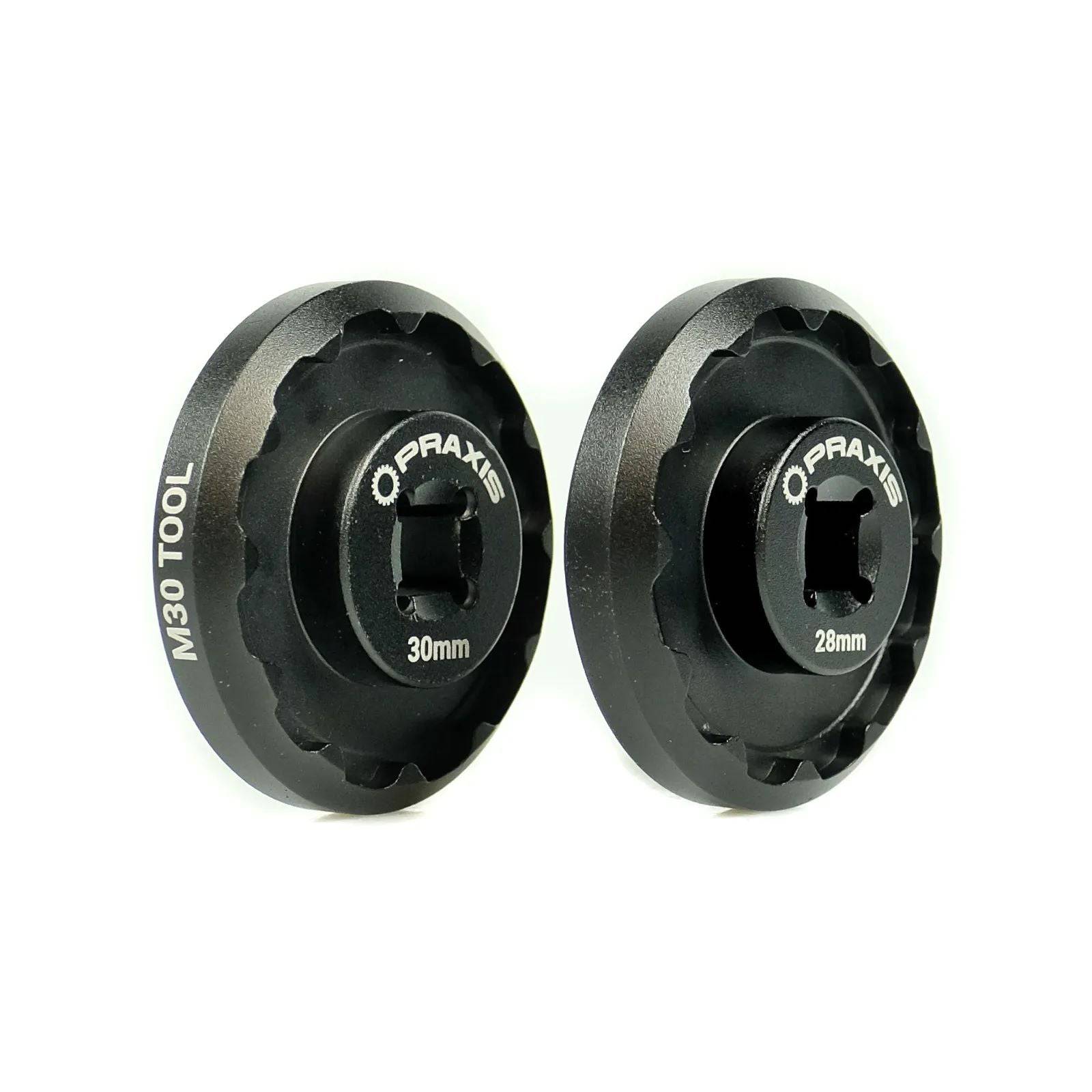 Praxis Works M30 Bottom Bracket Tool 2-Pack with Bearing Centre Locator for workshop bike maintenance and installation.