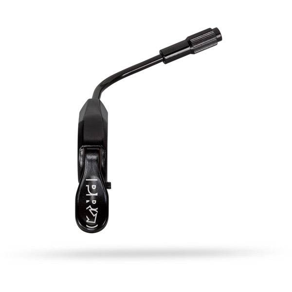 PRO MTB dropper seatpost lever with universal cable tensioner, mountain bike component for smooth seatpost adjustments.