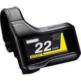 Shimano STEPS SC-E8000 cycle computer display mounted on handlebars, compatible with 31.8mm and 35mm Shimano e-bike components.