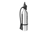 Topeak Tubibooster X Silver tubeless tyre inflator with Presta and Schrader valve compatibility, shown with digital display and fittings.