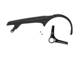Black Bontrager Trek-Diamant 2-Piece Bottom Bracket Mount Chainguard for bike components, one size, mounted on a bicycle.