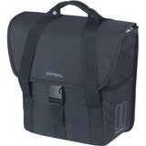 Black Basil GO single bike bag with reflective details and side pockets, designed for cycling accessories and gear storage.