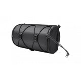 Topeak Tubular Barbag handlebar bag mounted on a bicycle, water-resistant cycling accessory with storage compartments.