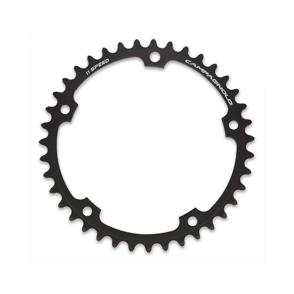 Campagnolo S-Rec 11x39T inner chain ring for road cycling drivetrain, showcasing the engraved brand logo and metal construction.