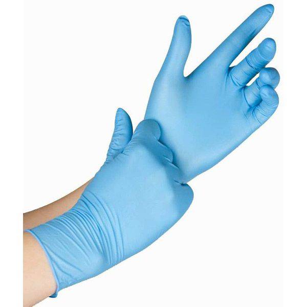 M Part nitrile disposable gloves, lightweight and latex-free, shown in a box of 100 for protective clothing and hygiene.