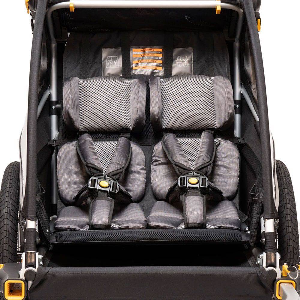 Burley Premium seat pad for child trailers featuring cushioned comfort and adjustable headrest for enhanced support.