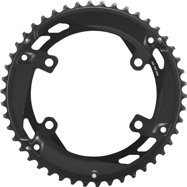 Shimano CUES FC-U6010-2 11-speed 46T double outer chainring for 46-32T crankset, made of durable bicycle component material.