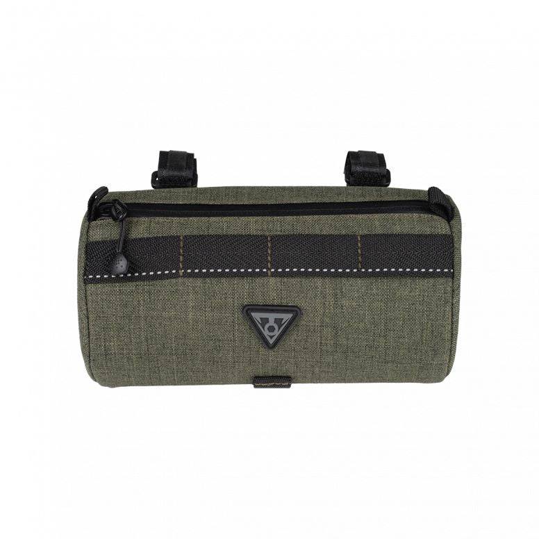 Topeak Tubular Barbag handlebar bag with shock-absorbing foam and Molle straps, designed for bike accessories storage.