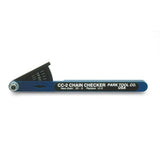 Park Tool CC-2 chain wear indicator tool for 10-speed bike chains, used in workshop for accurate chain measurement.