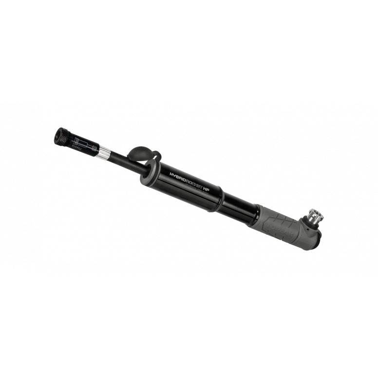 Topeak Hybrid Rocket HP hand pump with CO2 cartridge for road bikes, compact bike tire inflator and accessories tool.