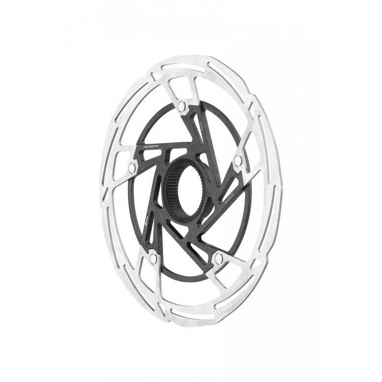 Jagwire Pro LR2 Centerlock disc brake rotors, two-piece durable cycling components with a sleek metal finish.