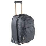 EVOC Travel Terminal Bag 40L with detachable 20L daypack and trolley wheels, shown with multiple compartments and sturdy straps.
