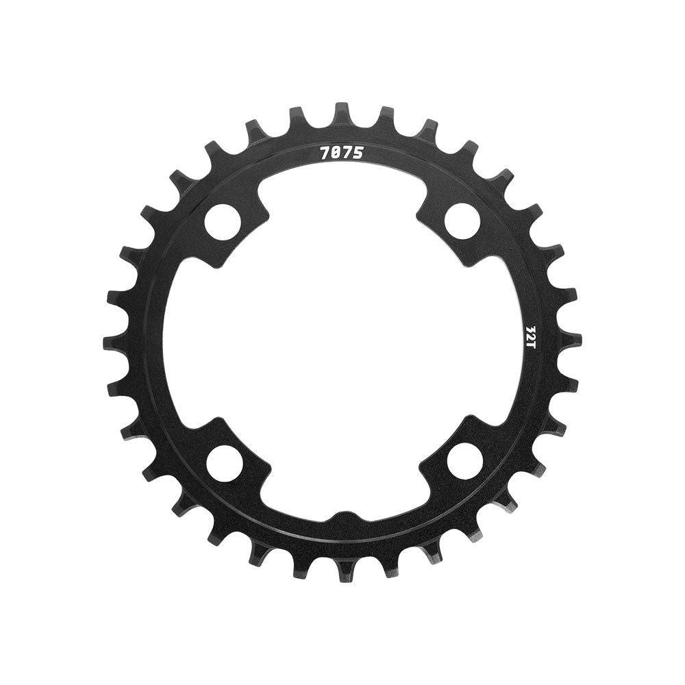 SunRace CRMX04 narrow-wide 104 BCD MTB chainring installed on a mountain bike drivetrain component.