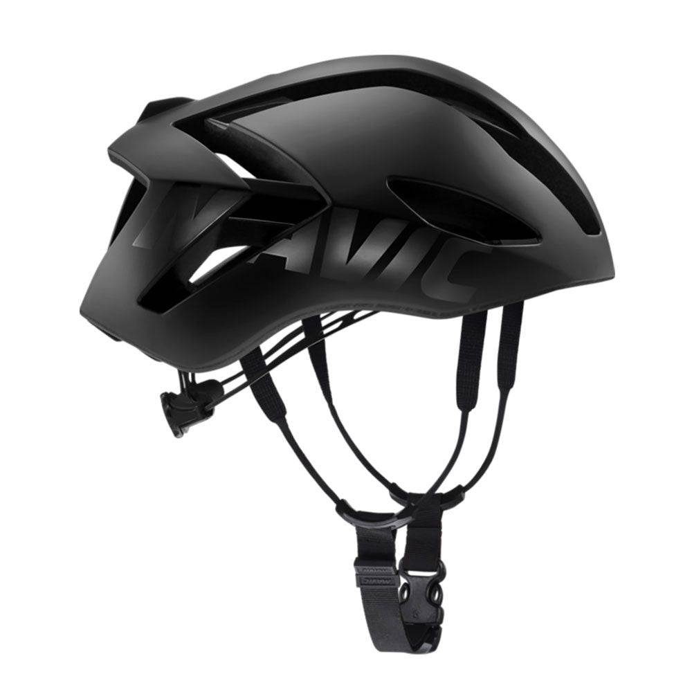 Mavic Comete Ultimate MIPS black road racing helmet with aerodynamic design and ventilation for cycling performance.