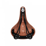 Brooks Flyer Short Saddle for women, designed for long-distance and mountain biking, featuring ergonomic, comfortable padding.
