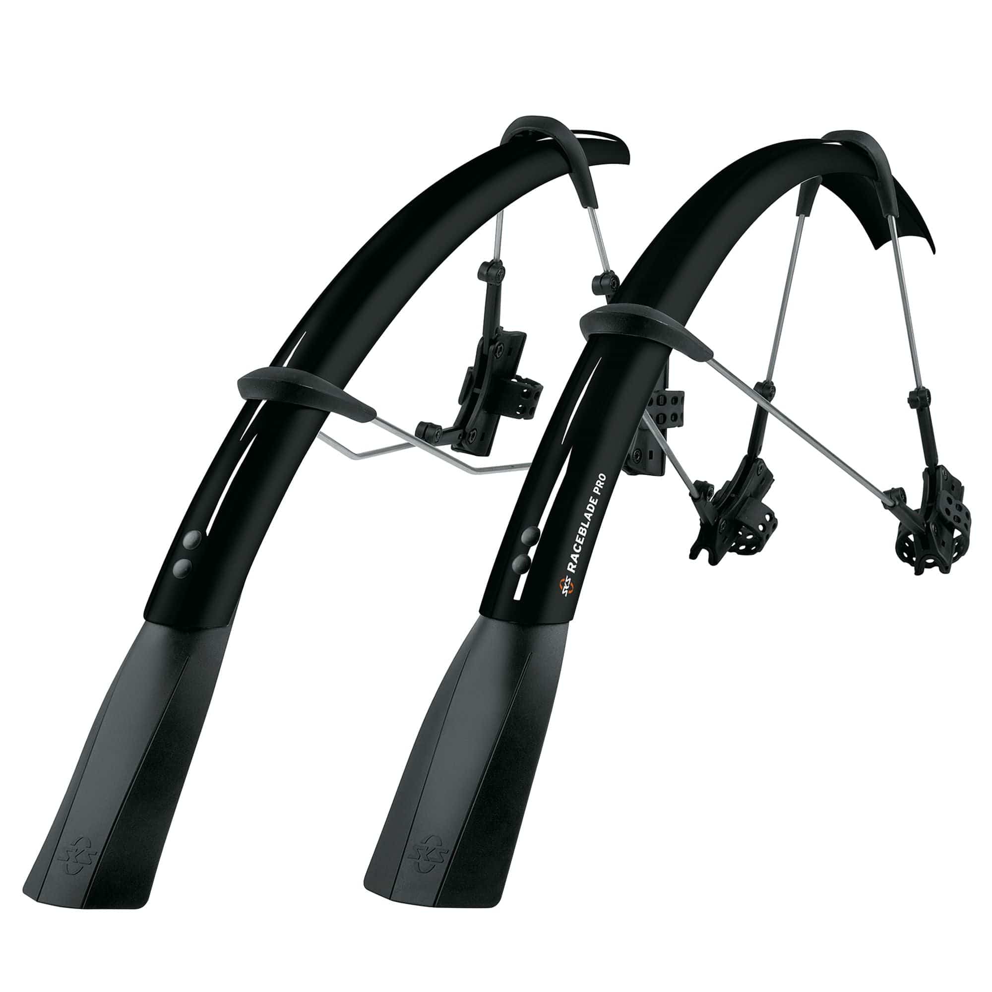 SKS Raceblade Pro black mudguard set for road bikes with disc brakes and aero forks, designed to protect against road spray