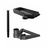 Topeak Tune-Up Station upgrade kit with extension pole, stabilizer, and tool tray in black, designed for workshop bike maintenance.