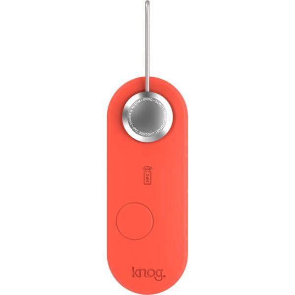Knog Scout travel luggage alarm with motion sensor and Apple Find My integration, compact accessories for secure travel.