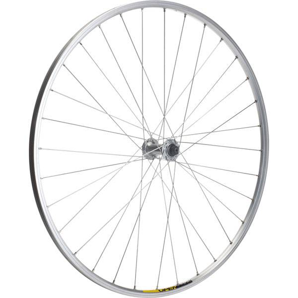Silver M Part Wheels Road front wheel with Shimano RS400 hub and Mavic Open Elite rim, 700c size, for high-performance cycling.