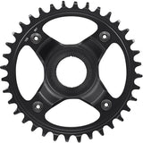Shimano STEPS SM-CRE80-12-B 12-speed 36T single chainring with 55mm chain line, no guard, bicycle component close-up image.