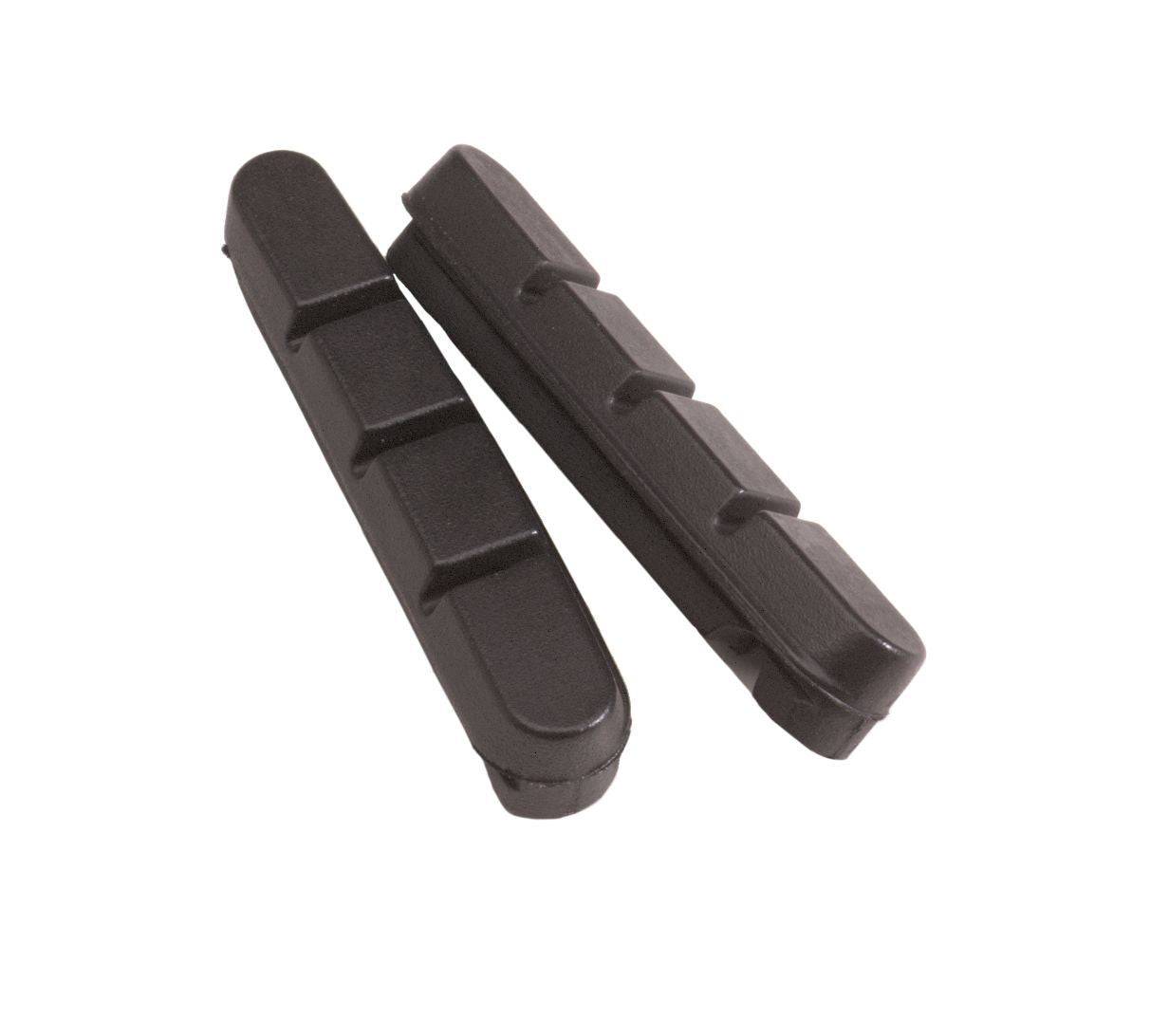 Black Bontrager road brake pad inserts for Shimano bicycles, durable components designed for reliable braking performance
