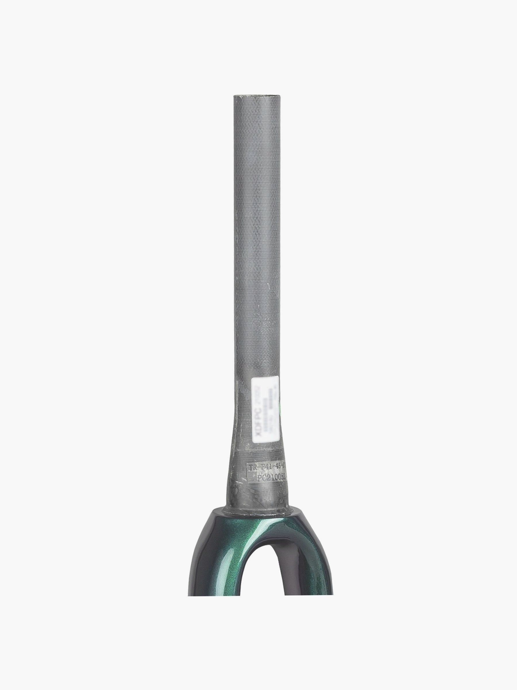 Trek Emonda SL 5 2020 road bike disc brake forks, lightweight components for precise steering on a sleek bicycle.
