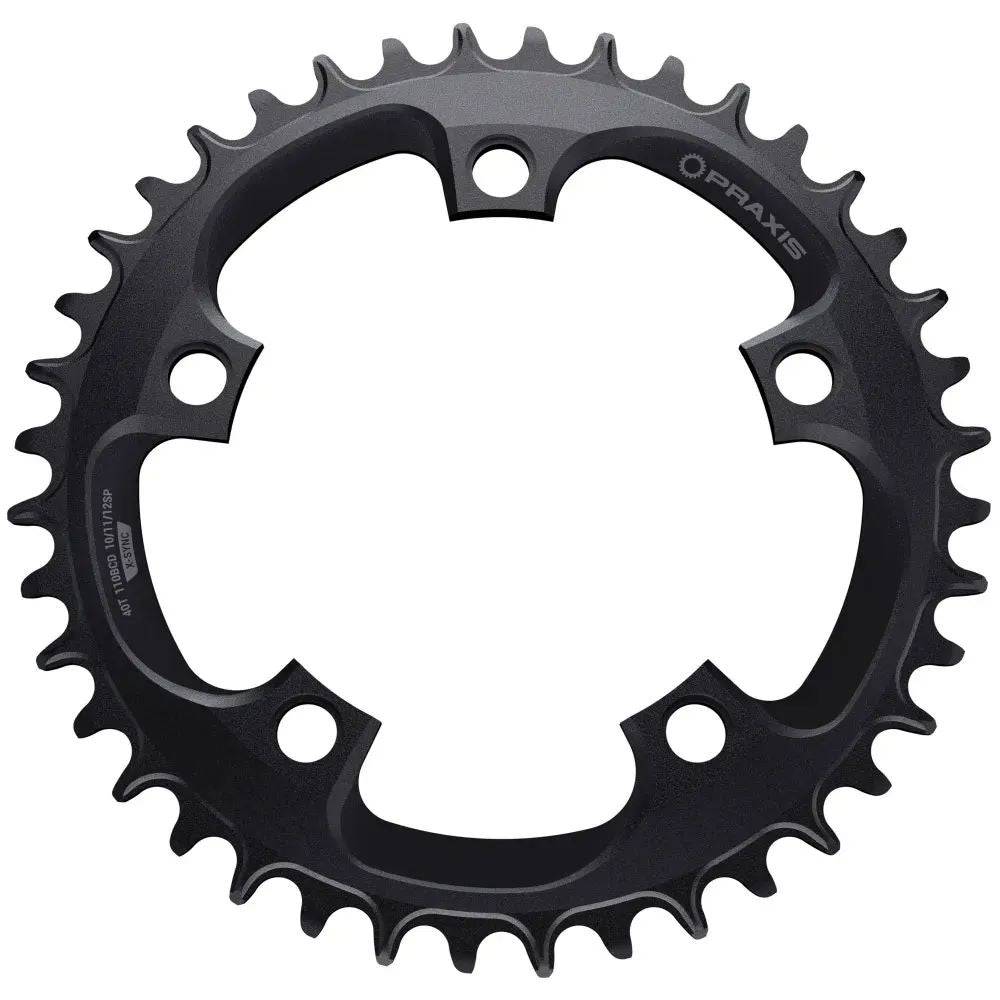 Praxis Works Chain Ring CR 110 BCD Narrow Wide 1x drivetrain component for road and gravel bikes, showing the chainring's teeth and branding.