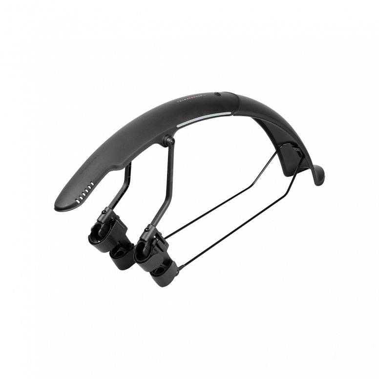 Topeak TetraFender G1 & G2 gravel bike fenders set in black with adjustable fit and reflective decals, designed for mountain and gravel bikes.