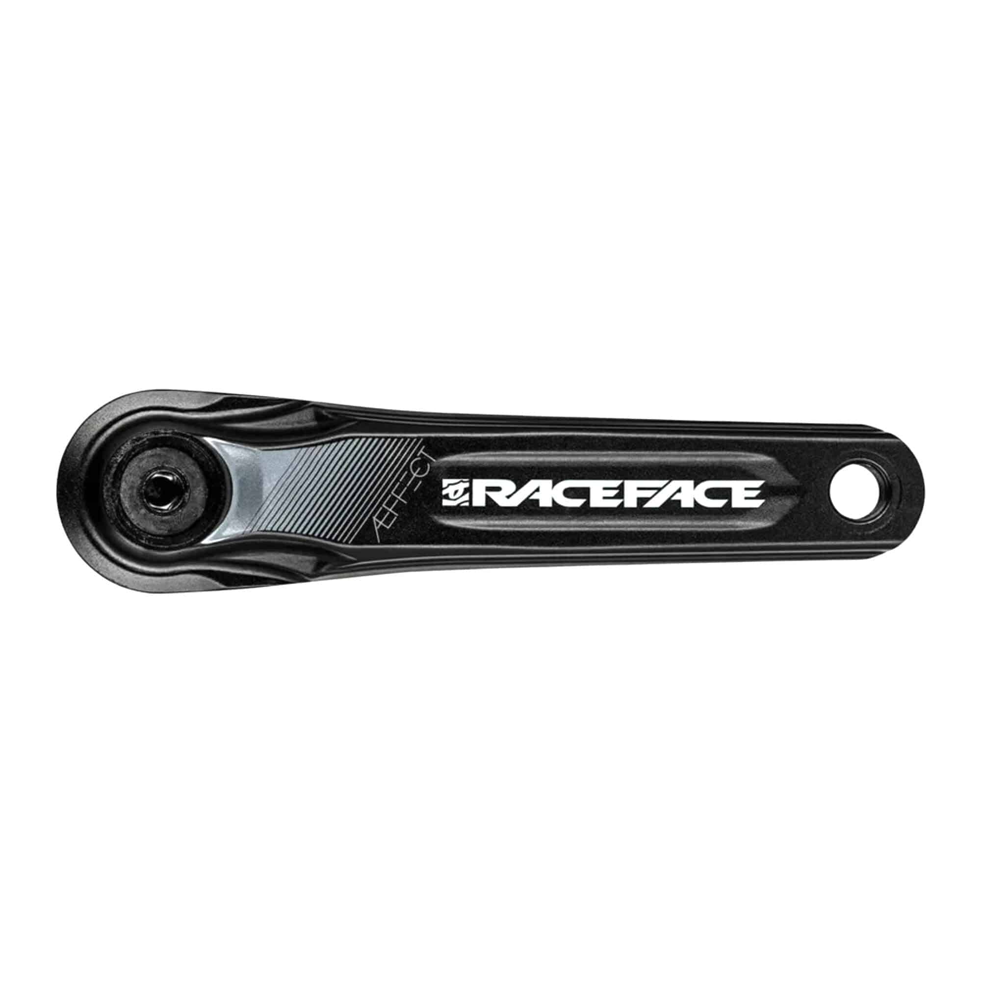 Race Face AEffect 137mm crank arms with Cinch system for MTB trail riding, showing black aluminum components with bolt details.