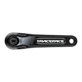 Race Face AEffect 137mm MTB crank arms with Cinch system, mountain biking components, black finish, close-up of crank arm and chainring interface