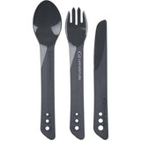 Lifeventure Ellipse travel cutlery set with knife, fork, and spoon made from BPA-free durable plastic.