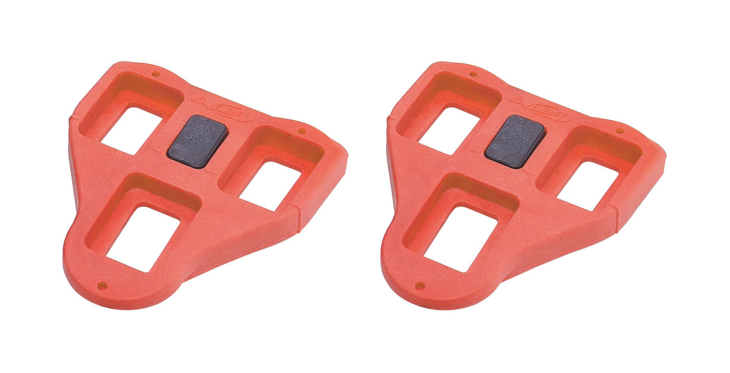 BBB BPD-02A RoadClip Look Delta 9° cleats for BBB BPD-05 and Look pedals, shown attached to cycling shoes in the image.
