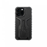 Topeak RideCase for iPhone 14 Pro Max in black, shockproof bike mount case with rugged protective design.