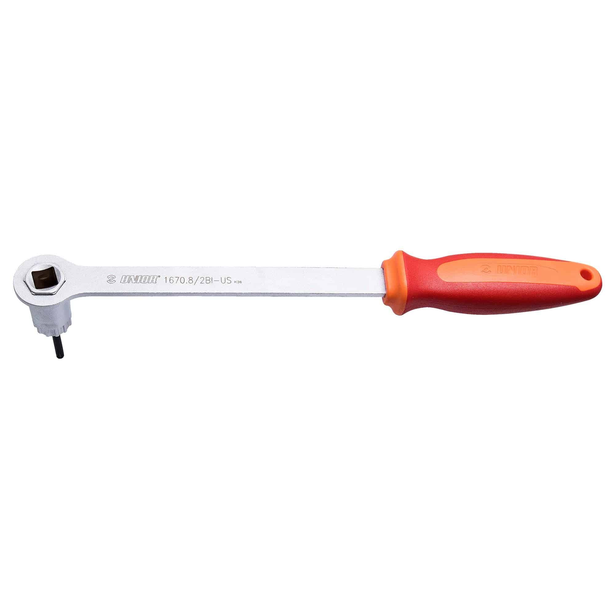 UNIOR cassette lockring wrench with guide, 350mm, designed for Shimano and SRAM sprockets, workshop tool for bike maintenance