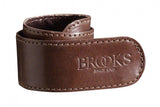 Brooks safety leather trouser strap with spring-loaded snap for bike chain protection, accessory for cycling safety.