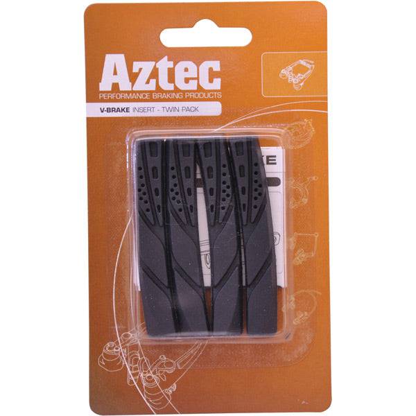 Aztec V-Type Cartridge System Brake Inserts for alloy rims, pack of 2 pairs, automotive components for brake system repair.