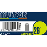 Nutrak bike inner tube with Schrader valve, 26 x 2.1-2.4 inch, suitable for bicycle tires, in black.