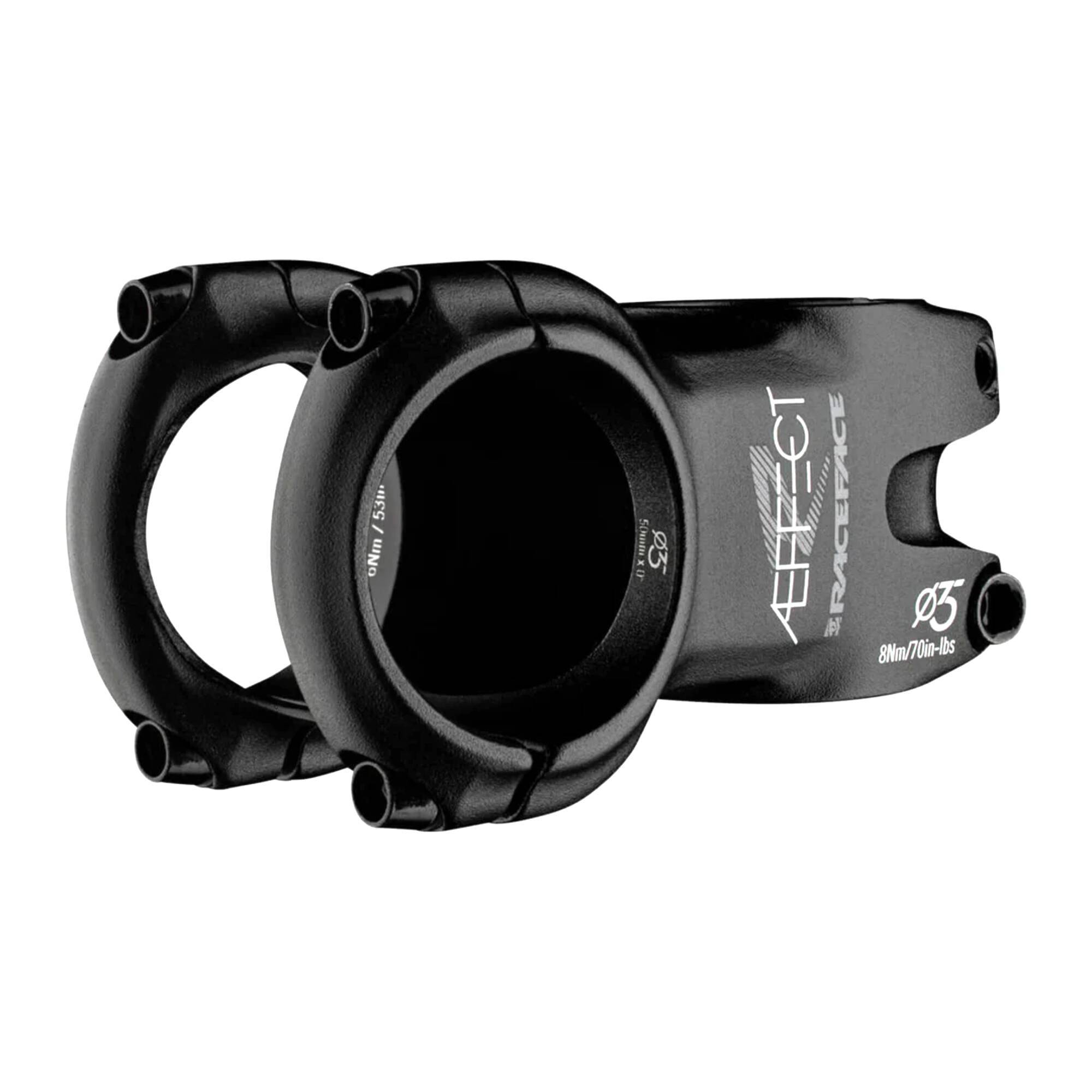 Race Face Aeffect R 35 stem with 0° rise, 40-70mm length, designed for all-mountain and enduro bikes, mounted on a bike handlebar.