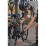 Topeak Fork Drybag 4L weatherproof bikepacking accessory mounted on a bike fork in black color.