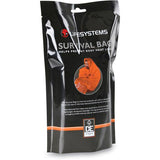 Lifesystems waterproof survival bag used as emergency shelter and heat retention gear, shown in a compact, reflective design.
