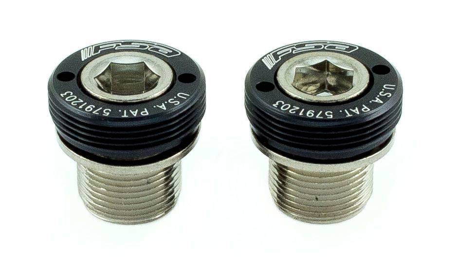FSA self-extracting crank bolts M15 steel for ISIS splined bottom brackets, close-up of durable bike components