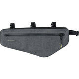 Black Basil Navigator Storm Frame Bag M 2.2L waterproof accessory with reflective logos, shown mounted on a bicycle frame.