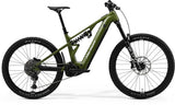 Merida eOne-Eighty FR 600 MY26 full suspension electric enduro mountain bike with rugged tires and frame, ready for off-road riding.