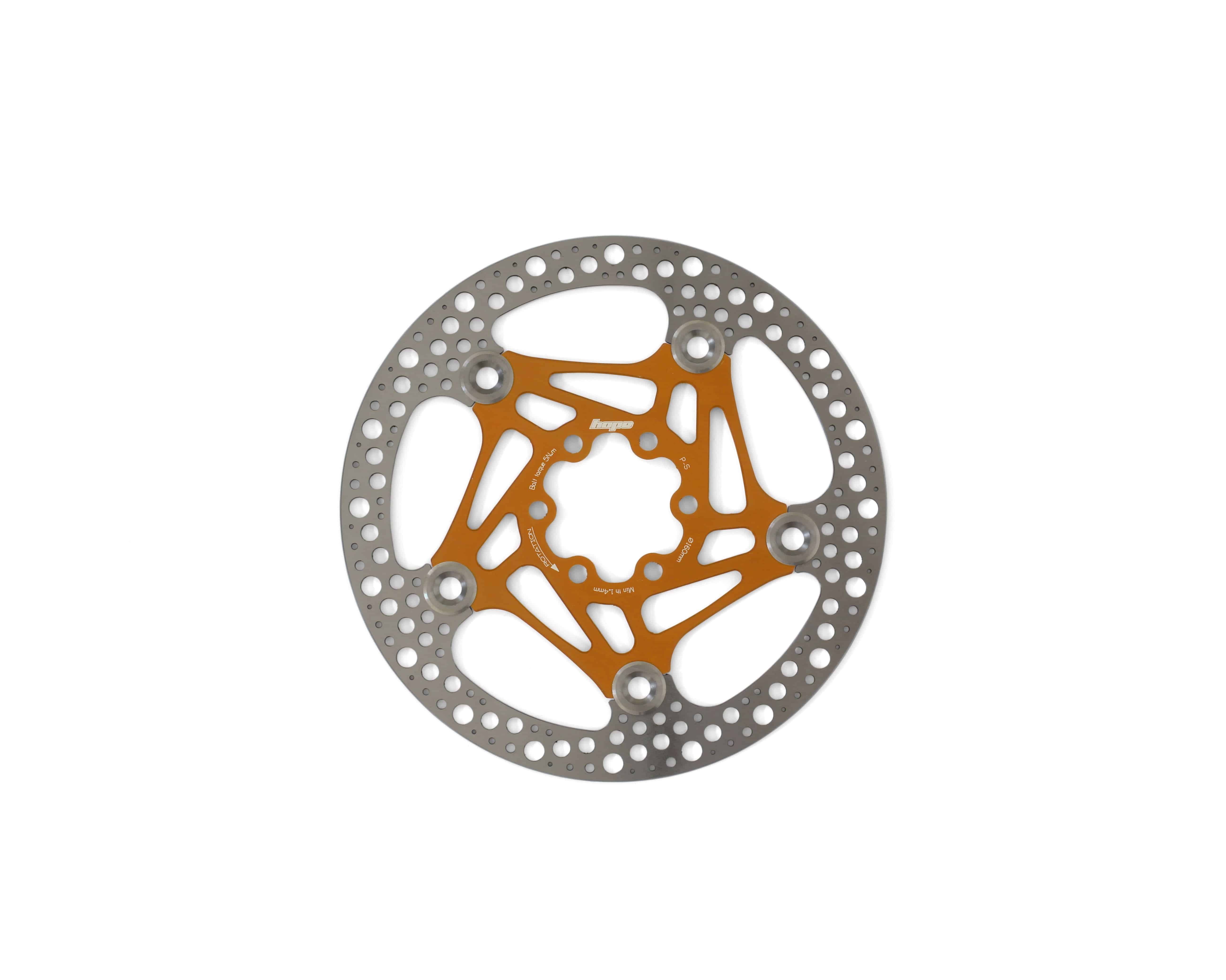 Hope Road Floating Disc Brake Rotor 160mm with 6-bolt mount for road cycling braking components, showcasing the rotor's design.