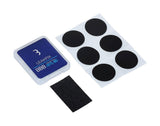 BBB BTL-80 LeakFix self-adhesive tube repair patches with sandpaper, displayed in a 6-pack for workshop bicycle or tube repairs.