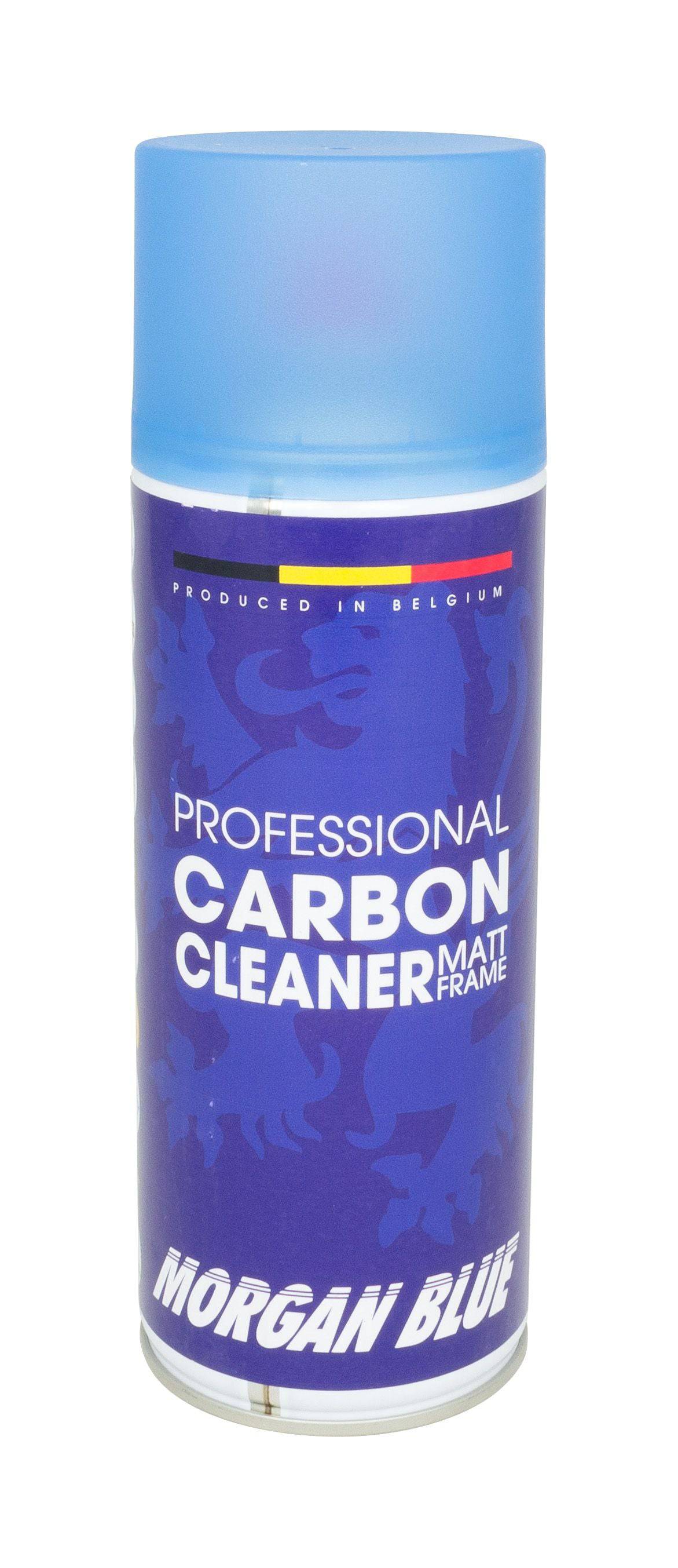 Morgan Blue Carbon Cleaner aerosol spray for matte bike frames and components, 400cc, used in workshops for cleaning and maintenance.