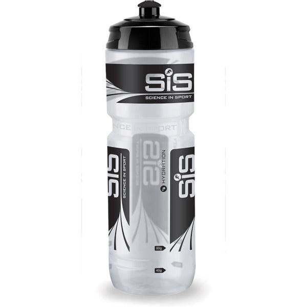 Science In Sport 800ml clear drinks bottle with easy-mix markings, ideal for mixing SiS powders during workouts.