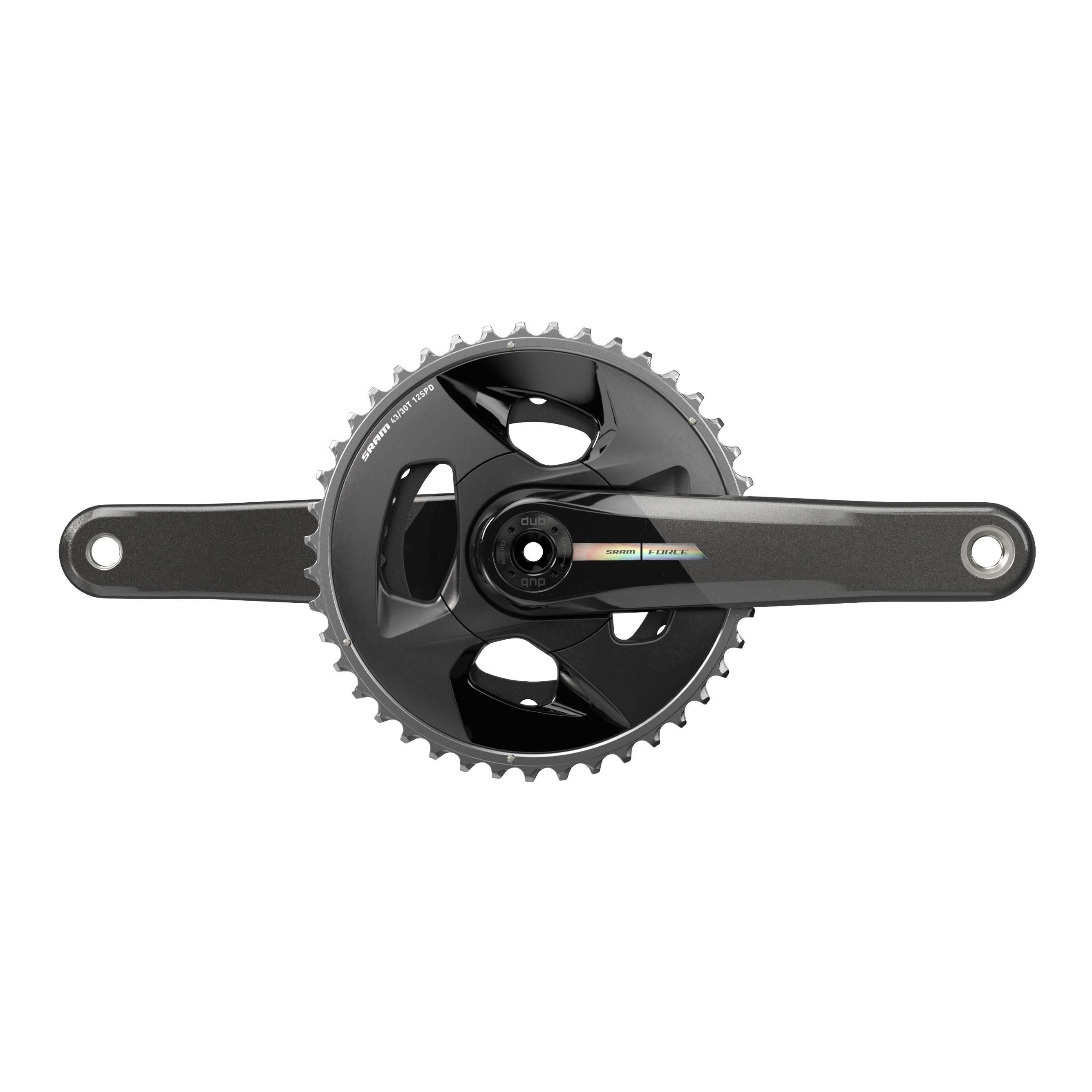 SRAM Force D2 Wide DUB Crankset 43-30T for road and gravel bikes, showing the crank arms and chainring details.