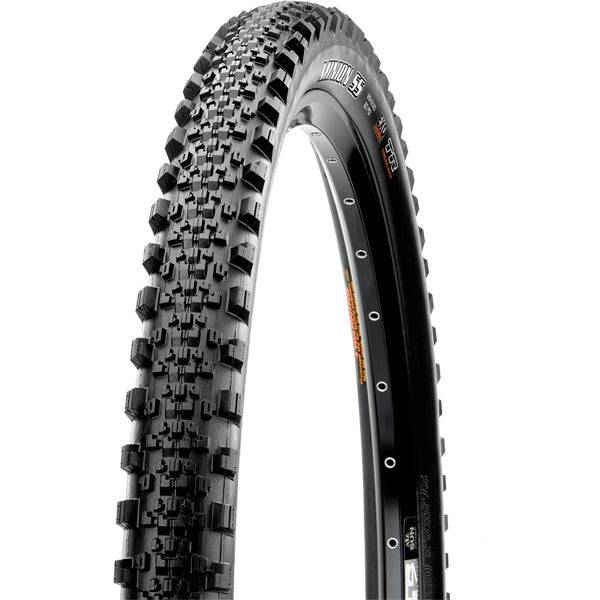 Maxxis Minion SS mountain bike tyre with tubeless ready design, EXO and Silkworm protective casing, suitable for aggressive trail riding.